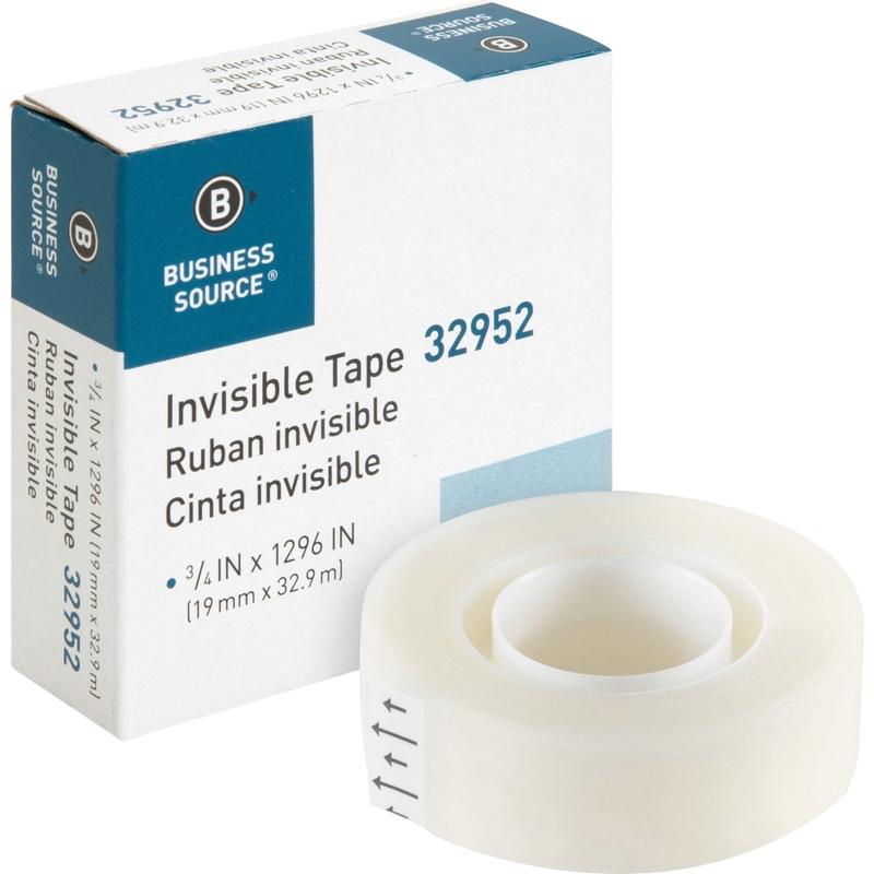 Business Source Invisible Tape Dispenser Refill Roll - 0.75in Width x 36 yd Length - 1in Core - Writable Surface, Acid-free, Photo-safe - 1 Roll - Clear MPN:32952