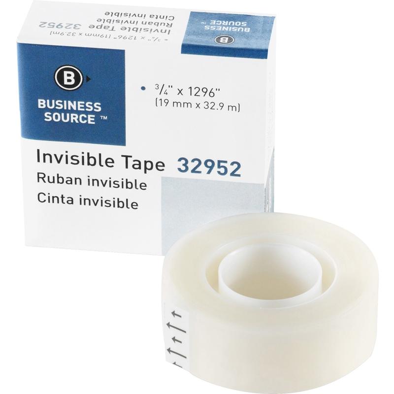 Business Source Invisible Tape Dispenser Refill Roll - 36 yd Length x 0.75in Width - 1in Core - 12 / Box MPN:32952BX