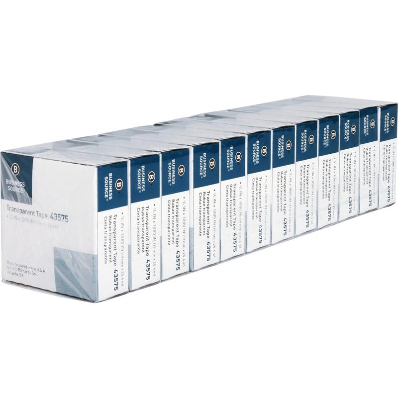 Business Source All-purpose Transparent Glossy Tape - 0.75in Width x 83.33 ft Length - 1in Core - 12 / Pack - Clear MPN:43575