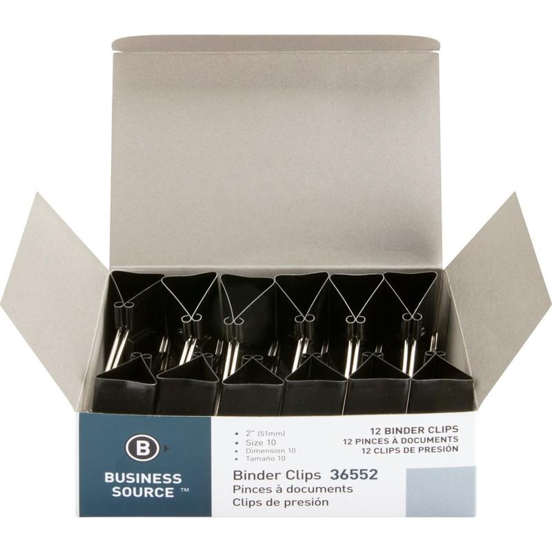 Business Source Fold-back Binder Clips - Large - 2in Length - 1in Size Capacity - 120 / Bundle - Black MPN:36552BD