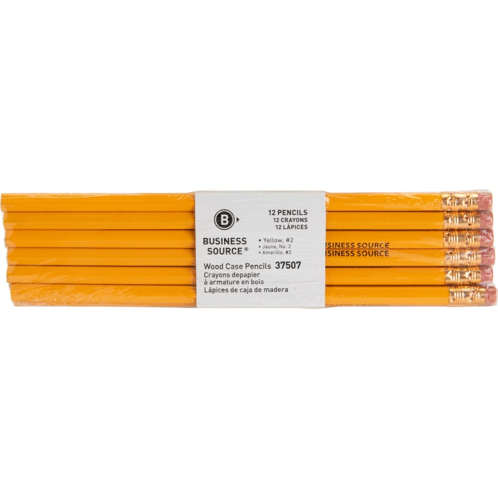 Business Source Woodcase Pencils, #2 Lead, Yellow Barrel, Pack of 12 MPN:37507