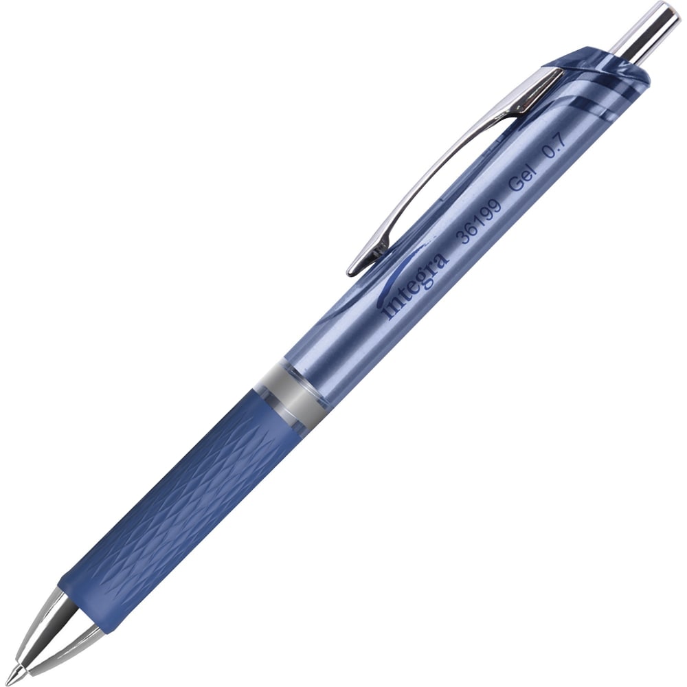 Integra Retractable Gel Ink Pens, Medium Point, 0.7 mm, Blue Barrel, Blue Ink, Pack Of 12 Pens MPN:36200