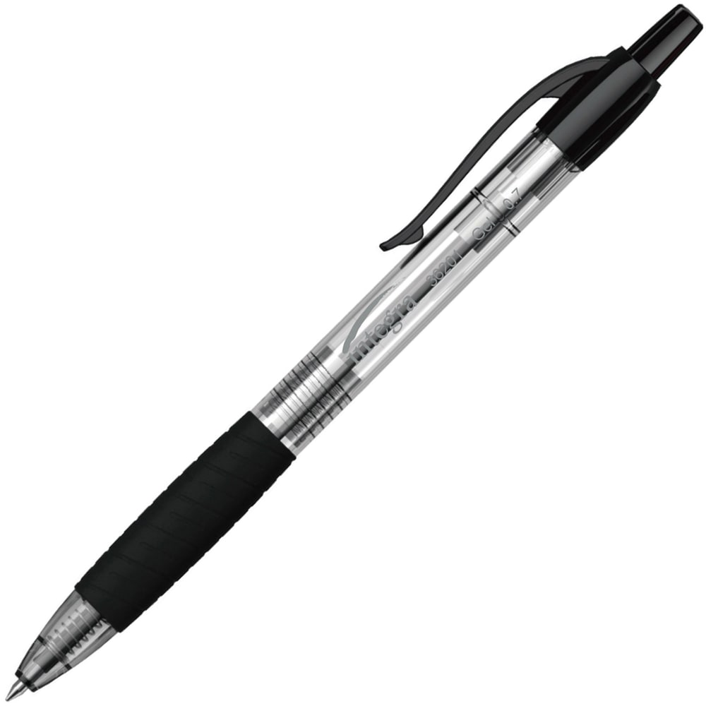 Integra Retractable 0.7mm Gel Pen - 0.7 mm Pen Point Size - Black Gel-based Ink - 12 / Dozen MPN:36201
