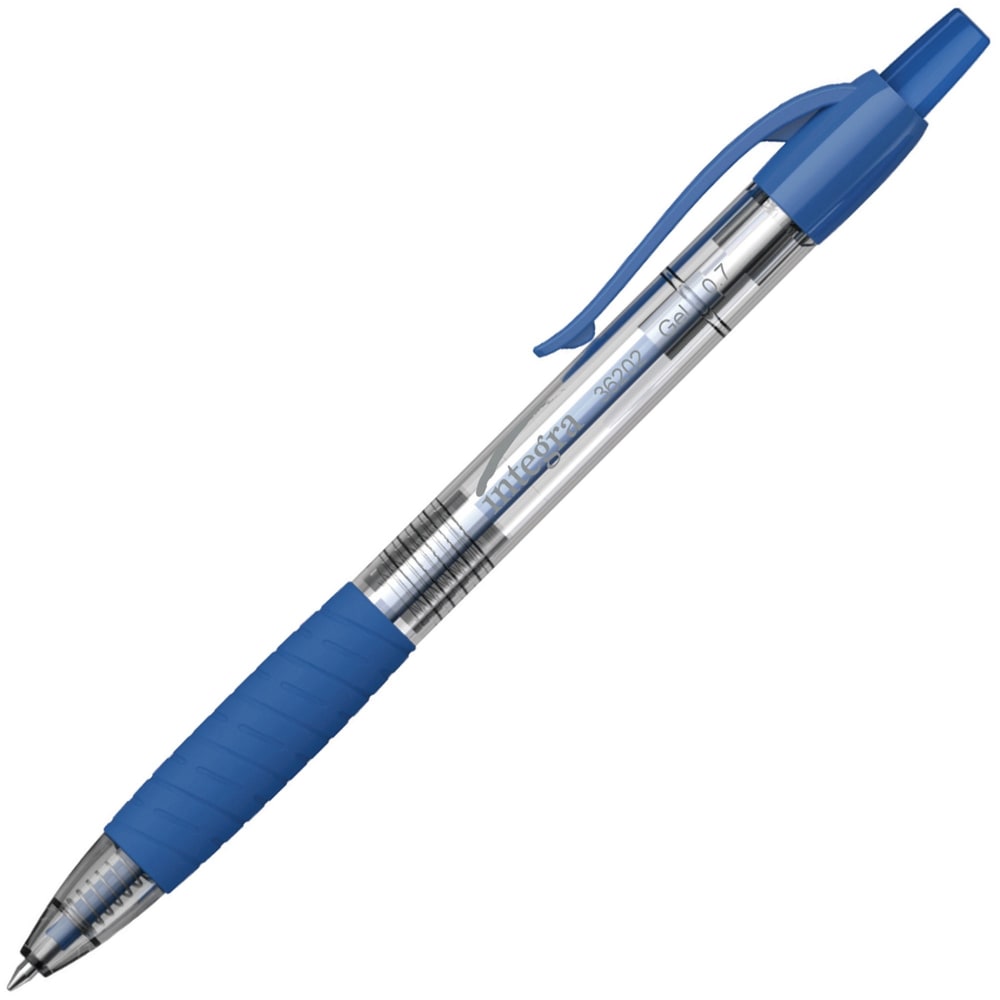 Integra Retractable 0.7mm Gel Pen - 0.7 mm Pen Point Size - Blue Gel-based Ink - 12 / Dozen MPN:36202