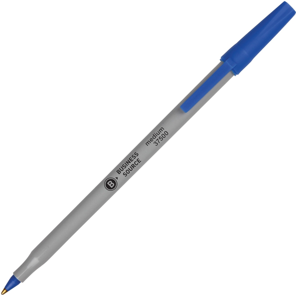 Business Source Bulk Pack Ballpoint Stick Pens - Medium Pen Point - Blue - Tungsten Carbide Tip - 60 / Box MPN:37532