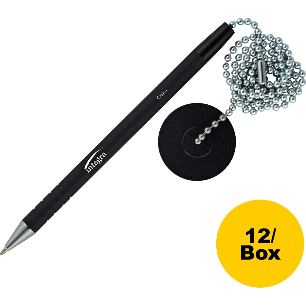 Integra Antimicrobial Rubber Barrel Counter Pen - Black - Rubberized Barrel - 12 / Box MPN:38648BX