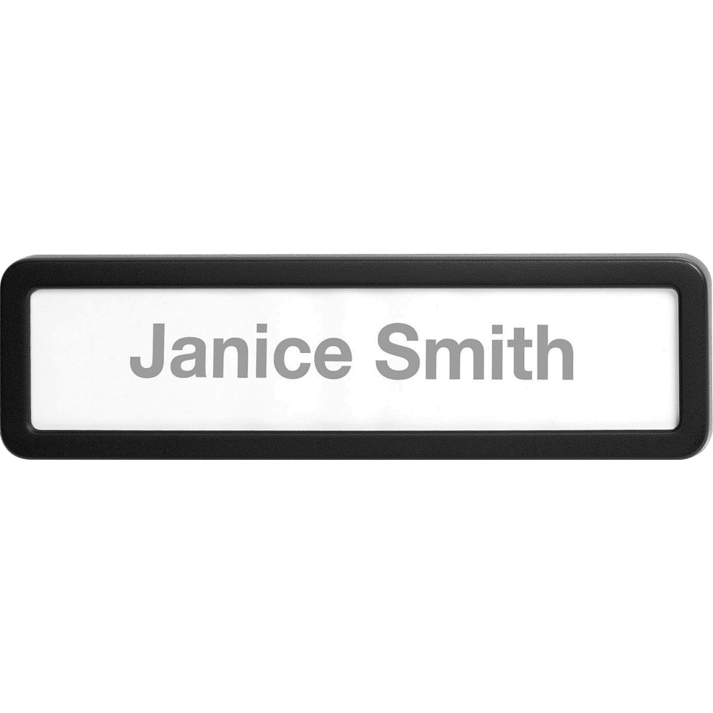 Lorell Recycled Cubicle Nameplate, 0.9inW x 2.7inH, Wall, Plastic, Black MPN:80669