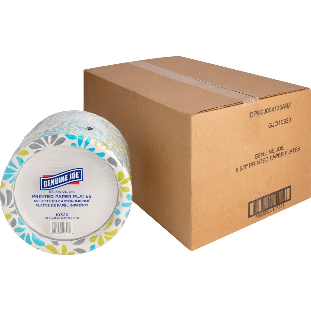 Genuine Joe Printed Paper Plates, 9in, Pack Of 125 MPN:10320CT