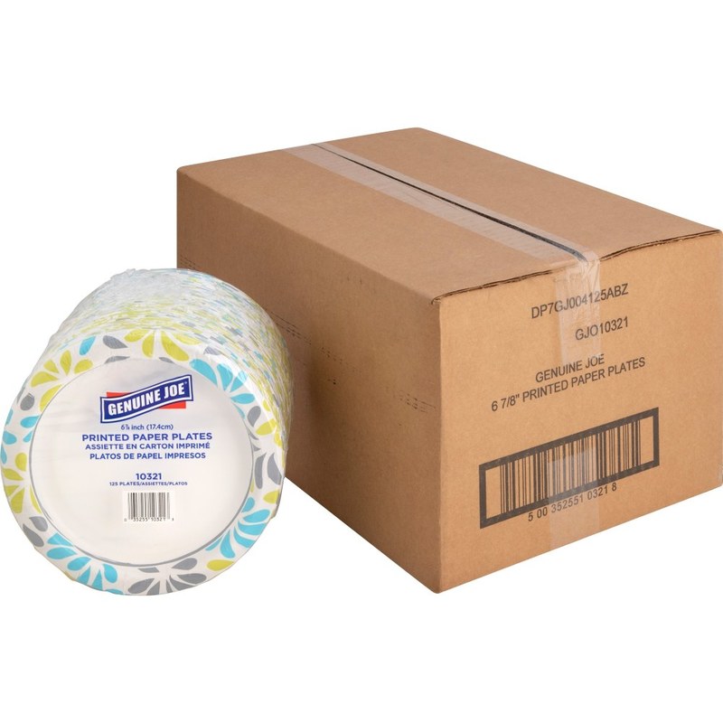 Genuine Joe Printed Paper Plates, 7in, Pack Of 125 MPN:10321CT
