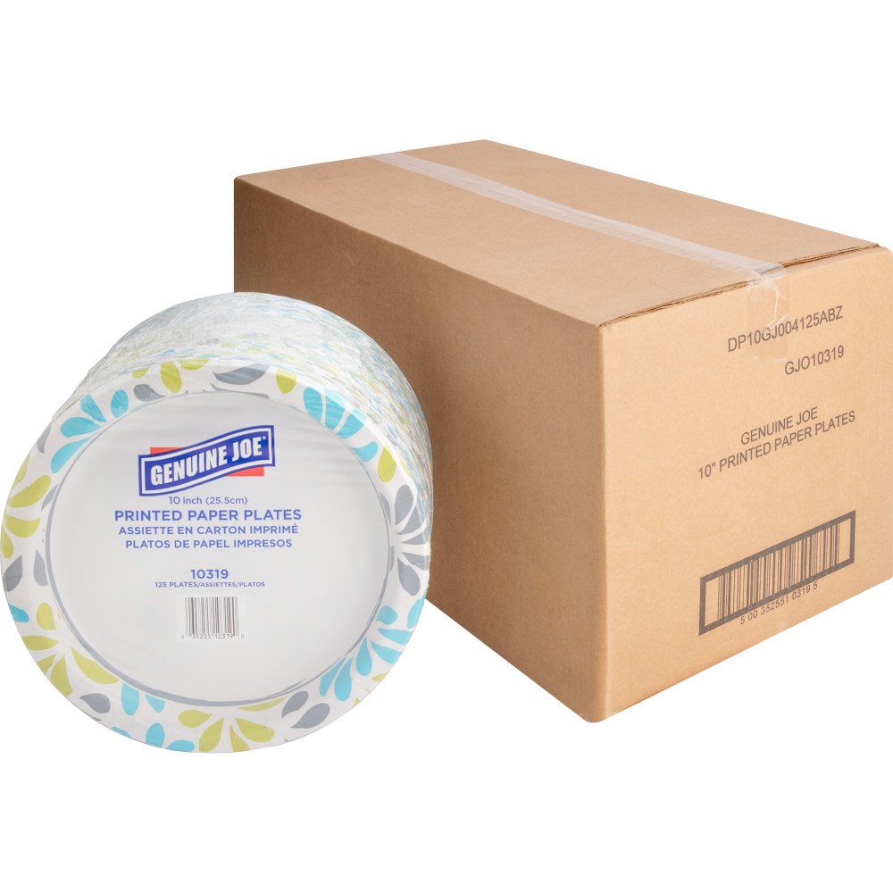 Genuine Joe Printed Paper Plates, 10in, Pack Of 125 MPN:GJO10319CT