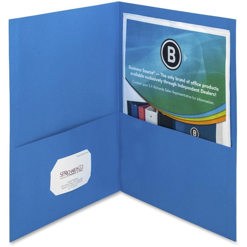 Business Source Letter Recycled Pocket Folders, 8 1/2in x 11in, 100 Sheet Capacity, 2 Inside Front & Back Pockets, 78491, Box Of 25 MPN:78491
