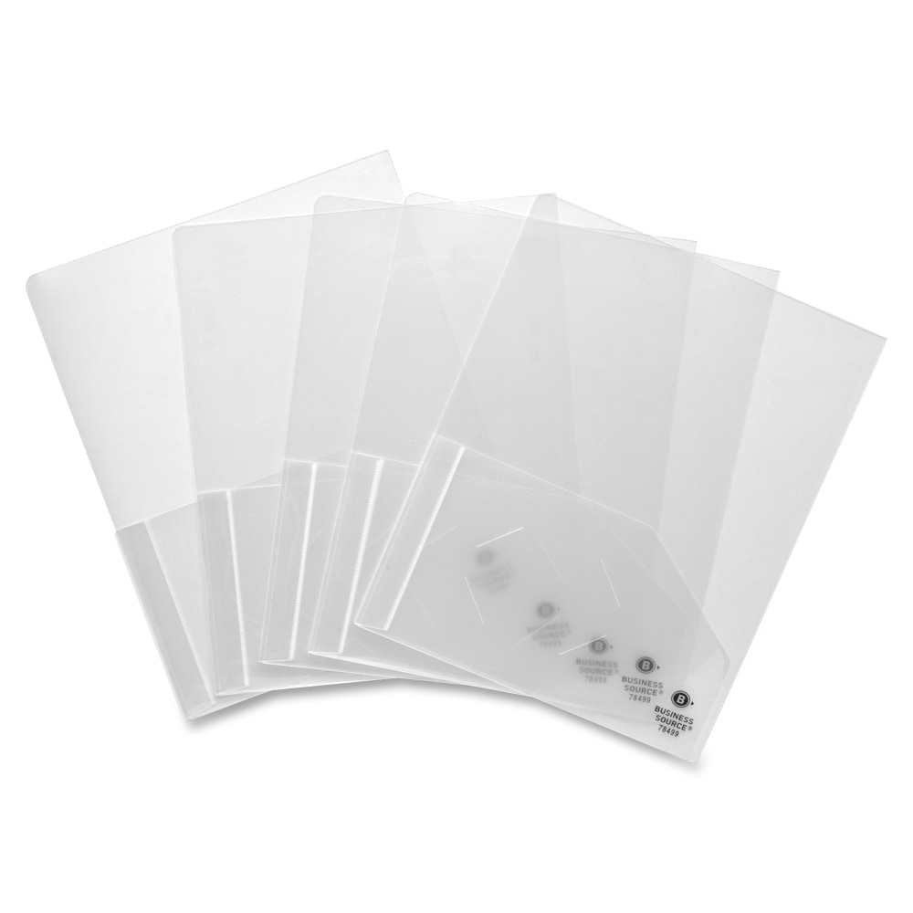 Business Source Poly Portfolios, Letter Size, 60-Sheet Capacity, Clear, Pack of 5 MPN:78499
