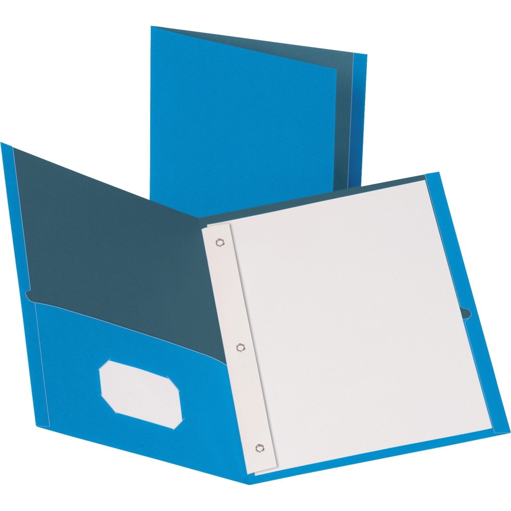 Business Source Leatherette Storage Pockets Fastener Folders, Letter Size, 8 1/2in x 11in, Light Blue, Box Of 25 Folders MPN:78507