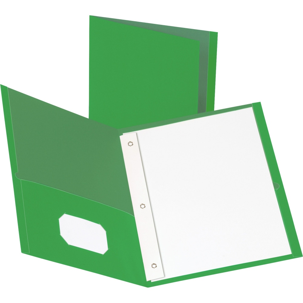 Business Source Leatherette Storage Pockets Fastener Folders, Letter Size, 8 1/2in x 11in, Green, Box Of 25 Folders MPN:78509