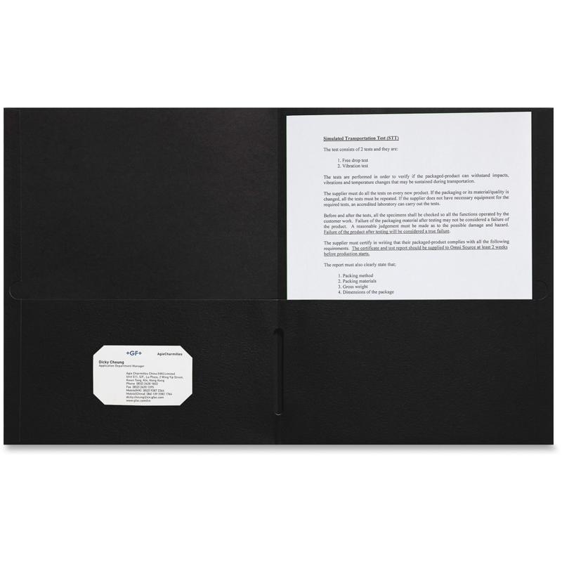 Sparco Leatherette Portfolio, 8-1/2in x 11in, 2 Pocket, Black, Box of 25 MPN:78546