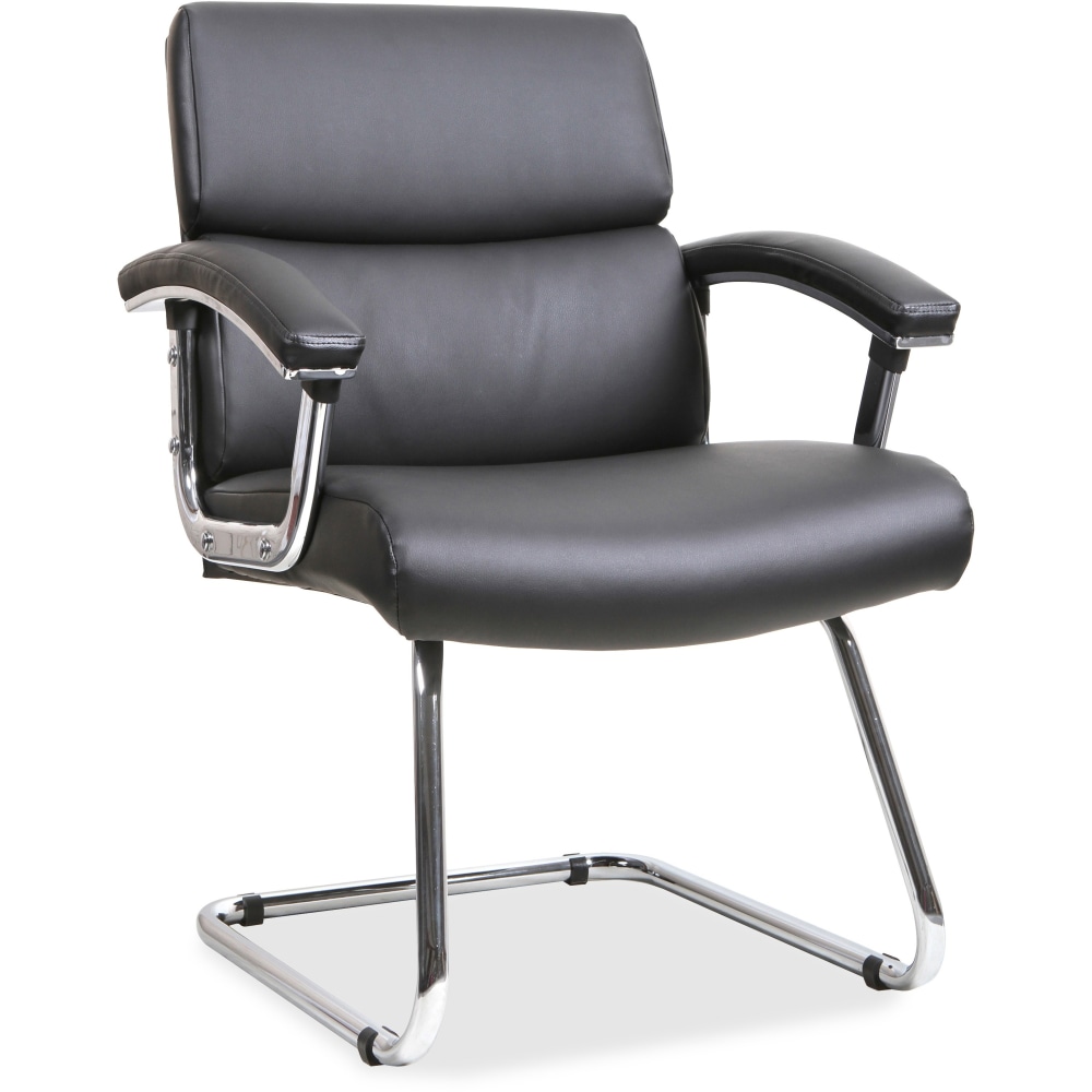 Lorell Bonded Leather/Chrome Guest Chair, Black MPN:20019