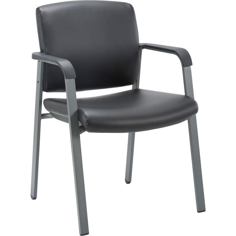 Lorell Healthcare Upholstery Guest Chair - Steel Frame Material - Square Base - Black - Vinyl - Armrest - 1 Each MPN:30950