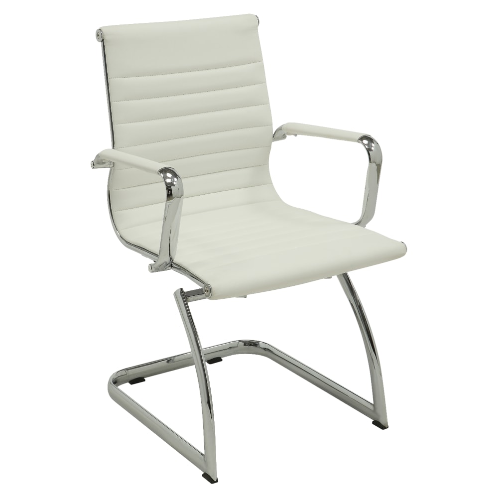 Lorell Modern Bonded Leather Mid-Back Guest Chair, White, Set Of 2 MPN:59504