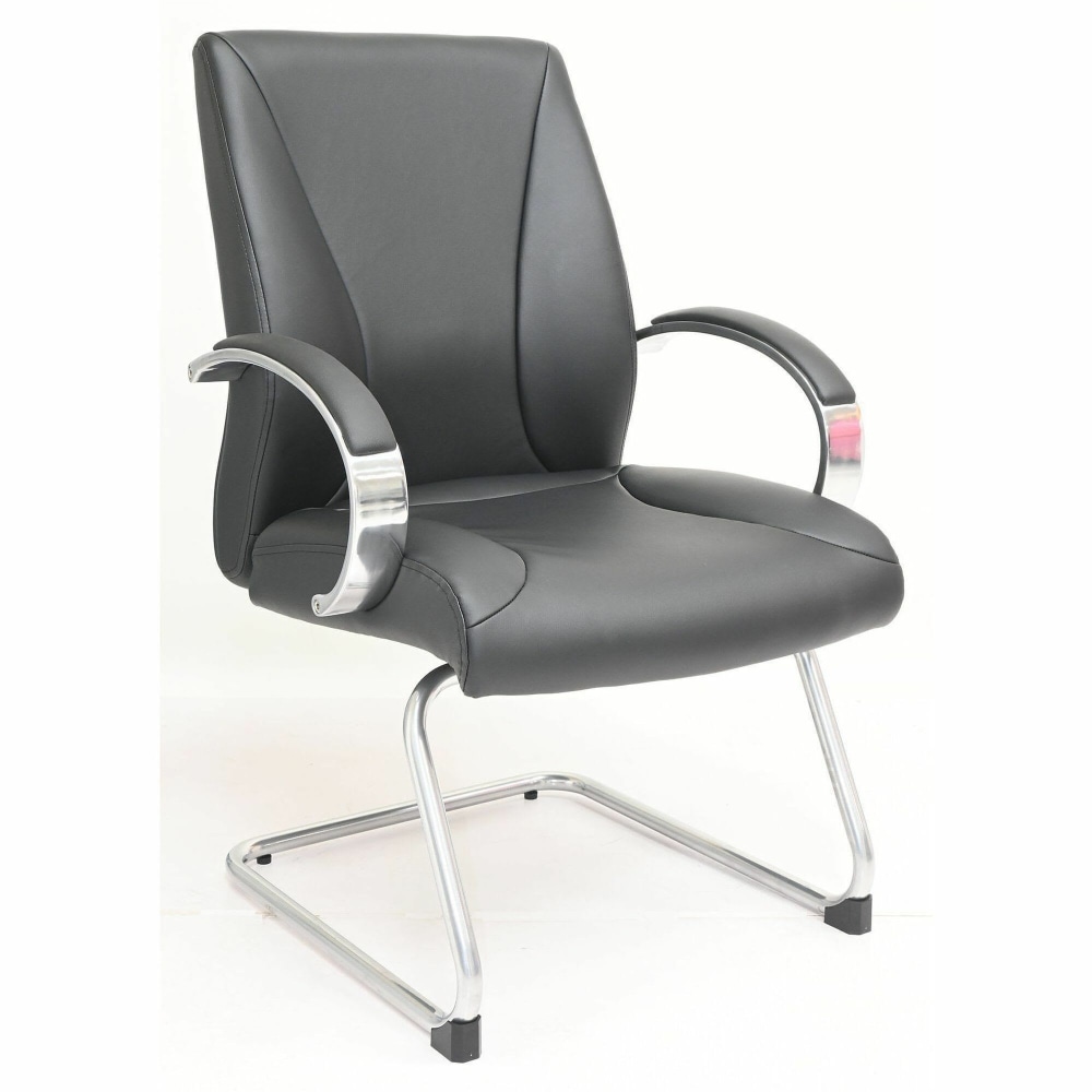 Lorell Pike Executive Guest Chair - Low Back - Cantilever Base - Black - Polyurethane - Armrest - 1 Each MPN:63312