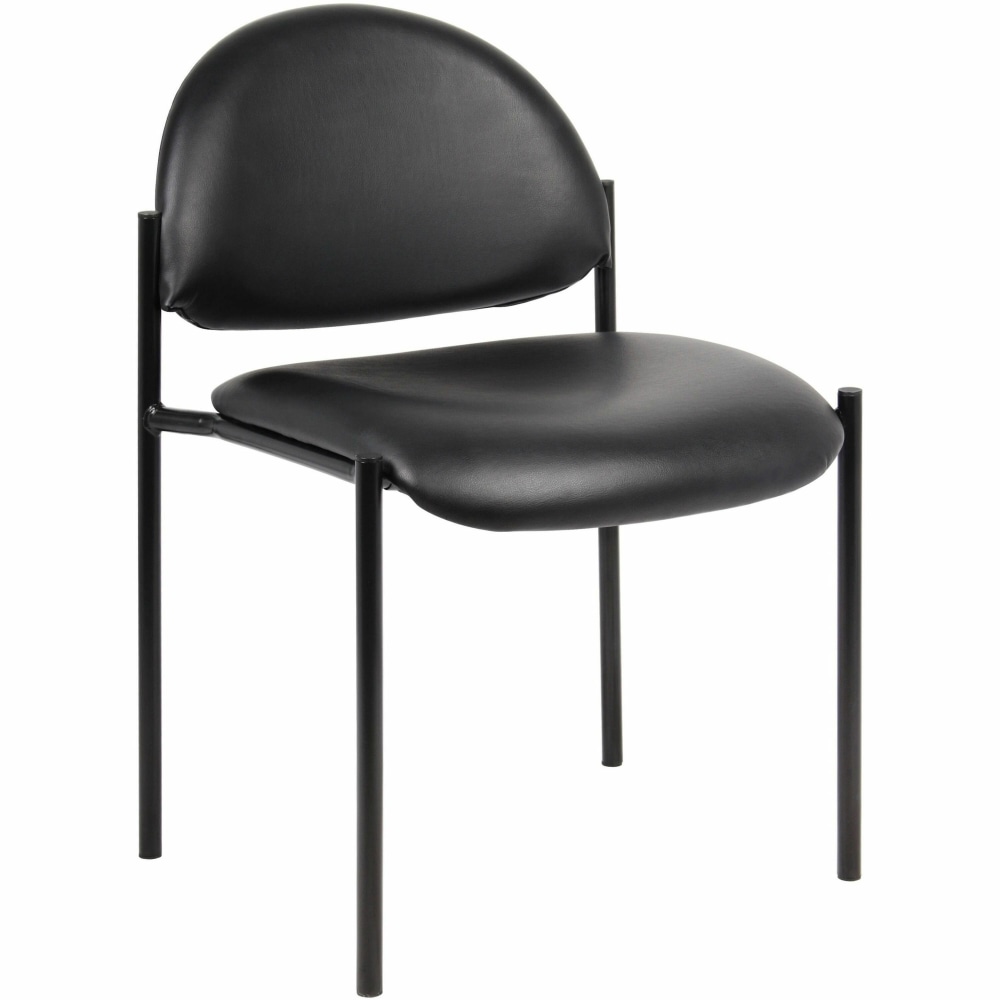 Lorell Reception Guest Chair - Vinyl Back Material - Tubular Steel Frame Material - Four-legged Base - Black - 1 Each MPN:69607