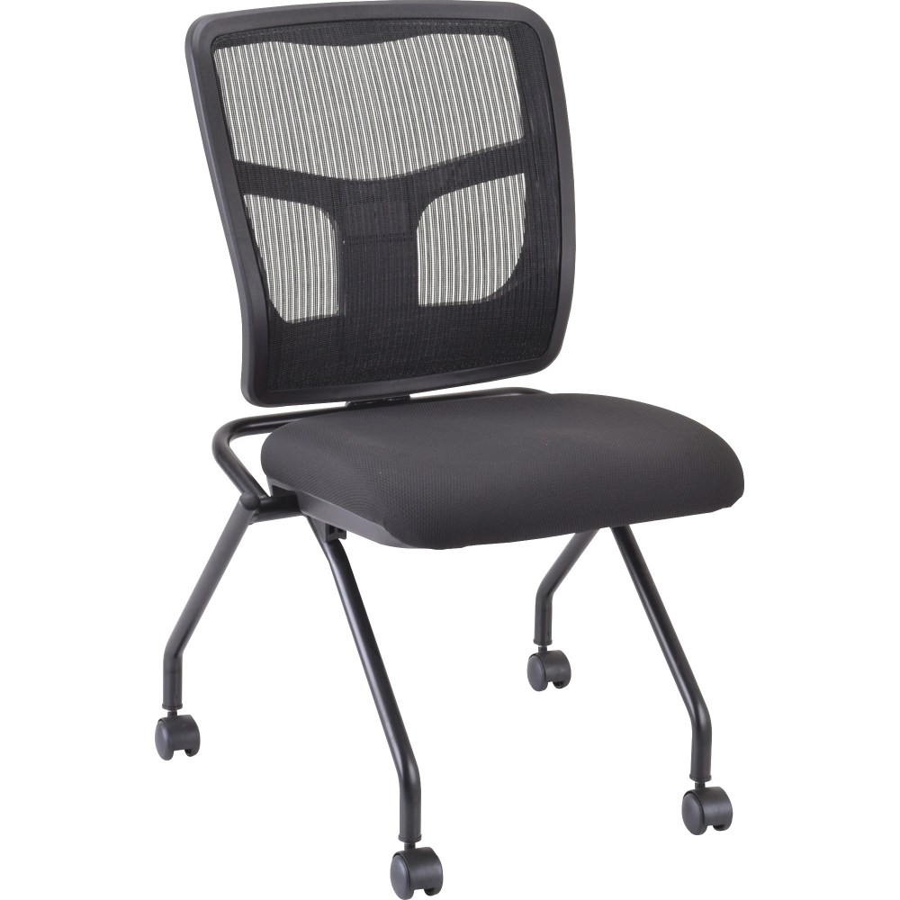 Lorell Training Room Guest Chairs - Black Seat Color - Fabric Seat Material - Mesh Back Material - Metal Frame Material - 84385 MPN:84385