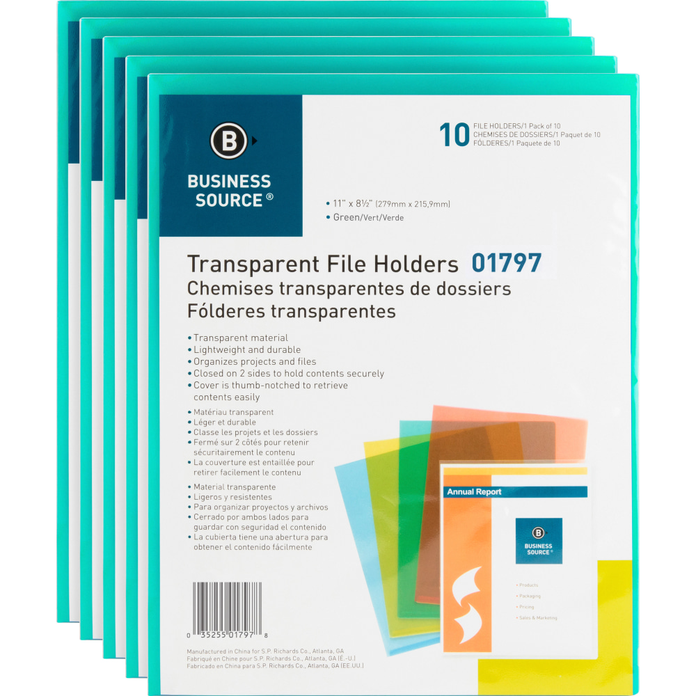 Business Source File Folder, Letter, Transparent - 01797BX MPN:01797BX