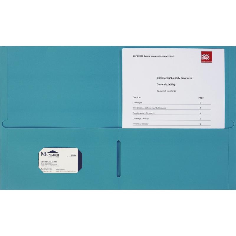 Business Source Letter Portfolio - 8 1/2in x 11in - 125 Sheets Capacity - 2 Inside Front & Back Pocket - Teal - 25 / Box MPN:78555