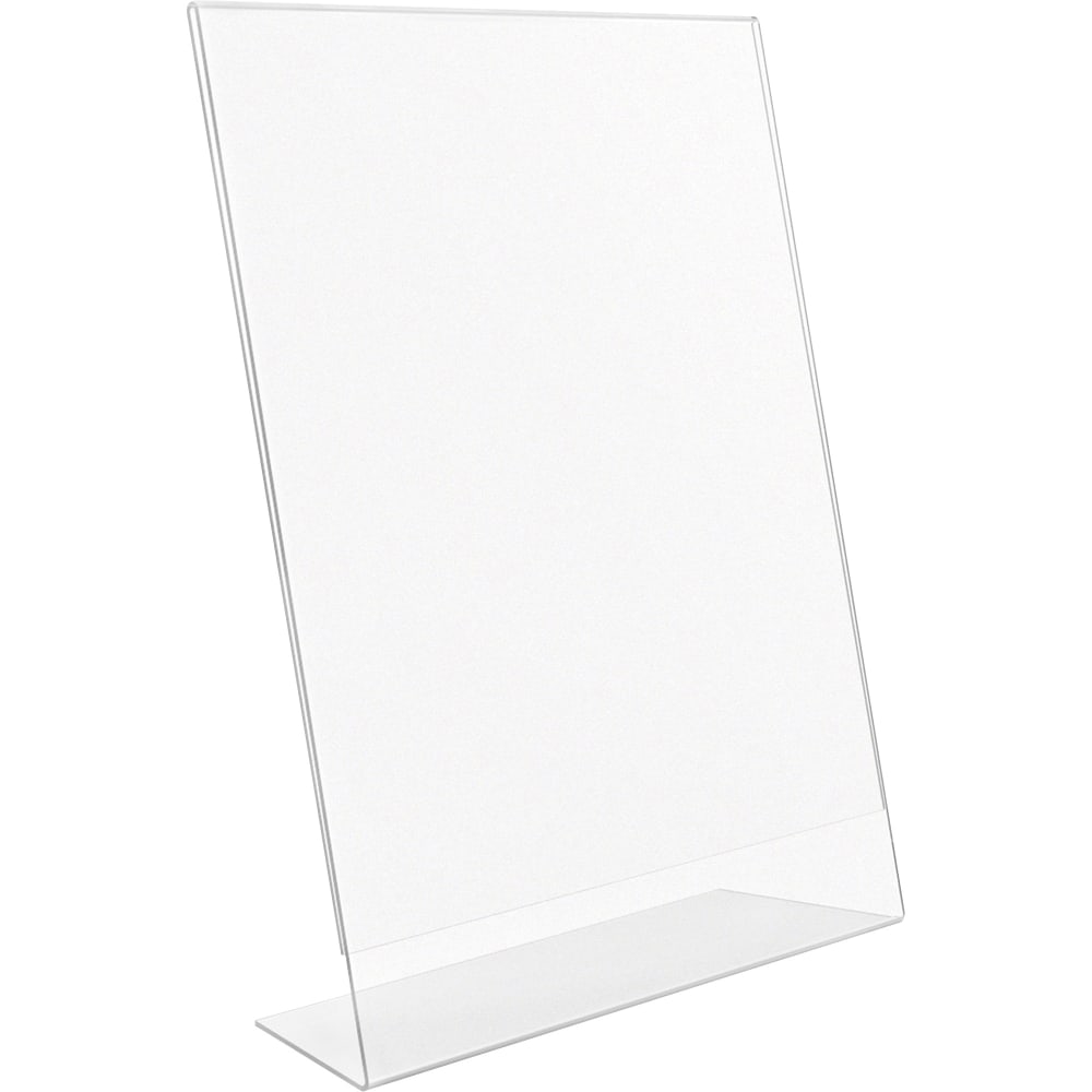 Lorell L-base Acrylic Slanted Sign Holder Stand, 8-1/2in x 11in, Clear, Pack Of 3 MPN:LLR49208