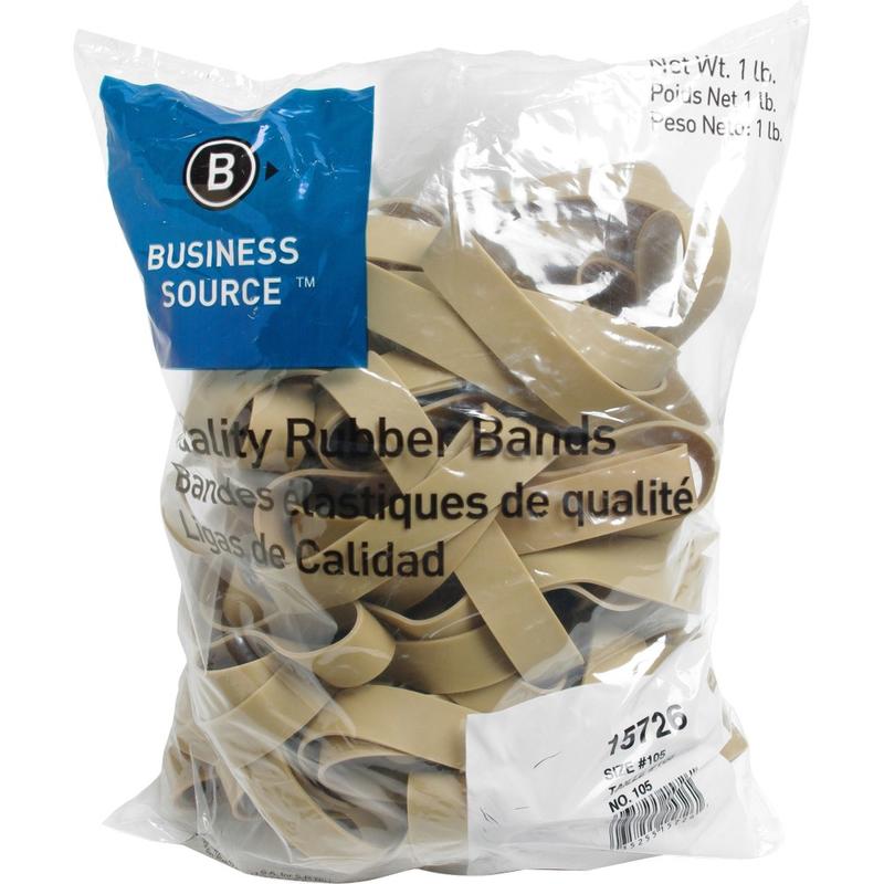 Business Source Quality Rubber Bands - Size: #105 - 5in Length x 0.6in Width - Sustainable - Rubber - Crepe - 60 / Pack MPN:15726