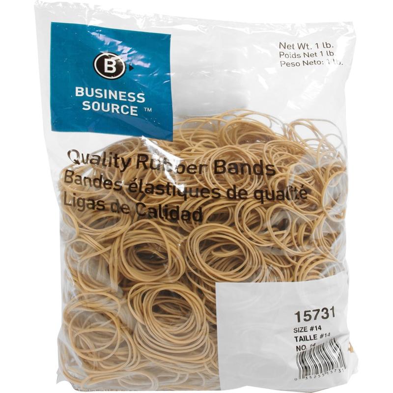 Business Source Quality Rubber Bands - Size: #14 - 2in Length x 0.1in Width - Sustainable - Rubber - Crepe - 2250 / Pack MPN:15731