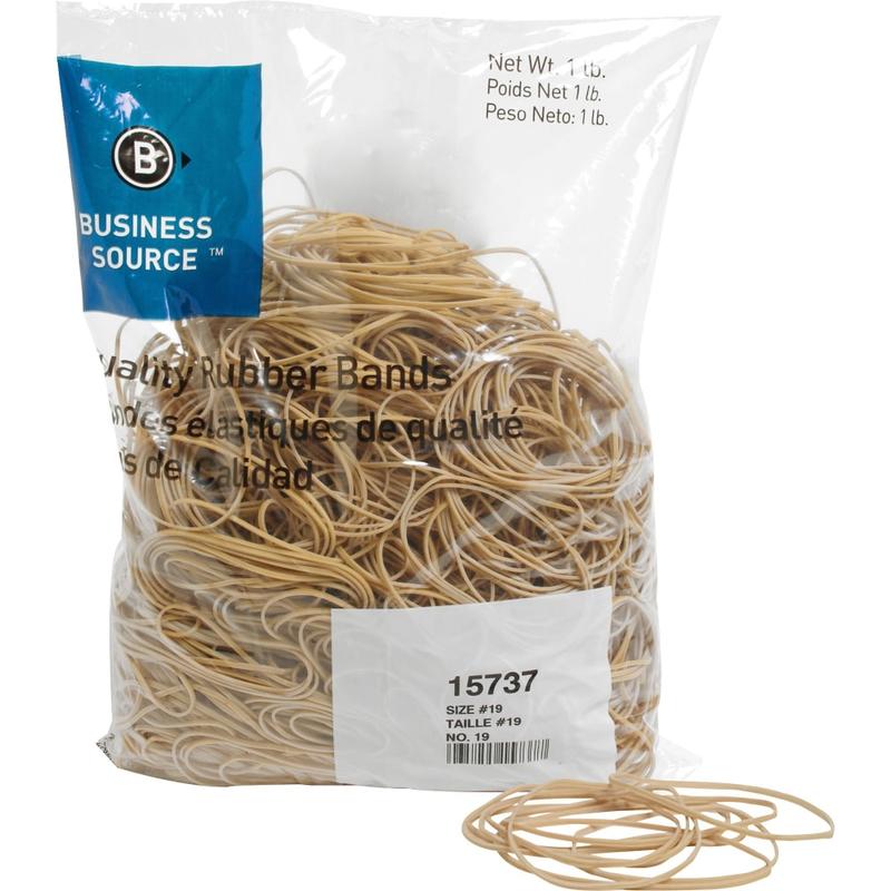 Business Source Quality Rubber Bands - Size: #19 - 3.5in Length x 0.1in Width - Sustainable - Rubber - Crepe - 1250 / Pack MPN:15737