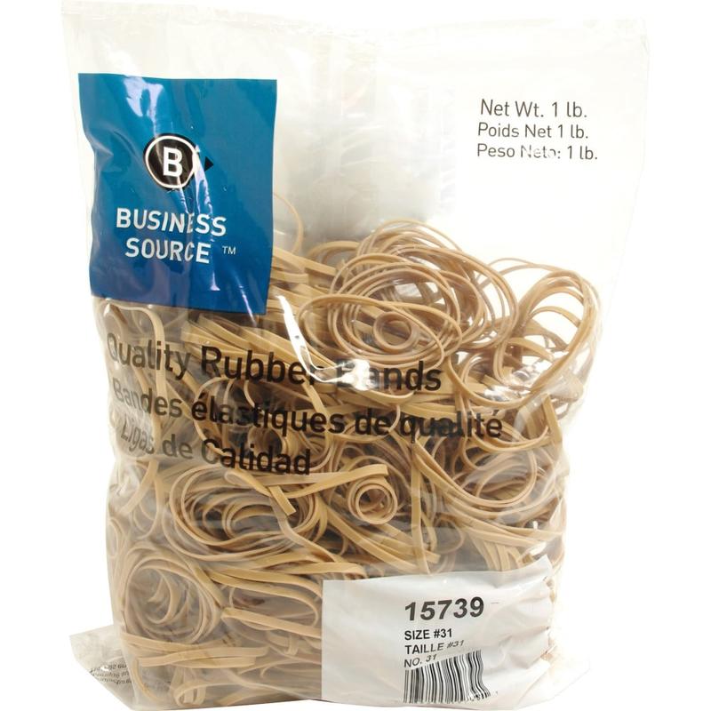 Business Source Quality Rubber Bands - Size: #31 - 2.5in Length x 0.1in Width - Sustainable - Rubber - Crepe - 850 / Pack MPN:15739