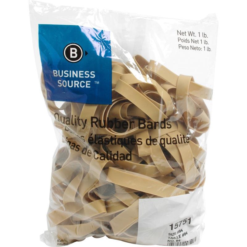 Business Source Quality Rubber Bands - Size: #84 - 3.5in Length x 0.5in Width - Sustainable - Rubber - Crepe - 150 / Pack MPN:15751