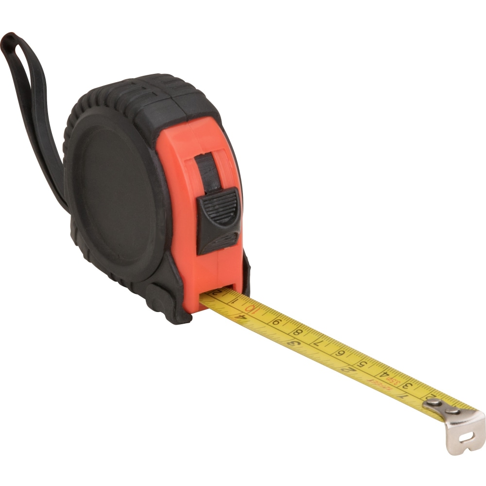 Genuine Joe Tape Measure - 12 ft Length - Imperial Measuring System - Red, Black - 1 Each MPN:11972
