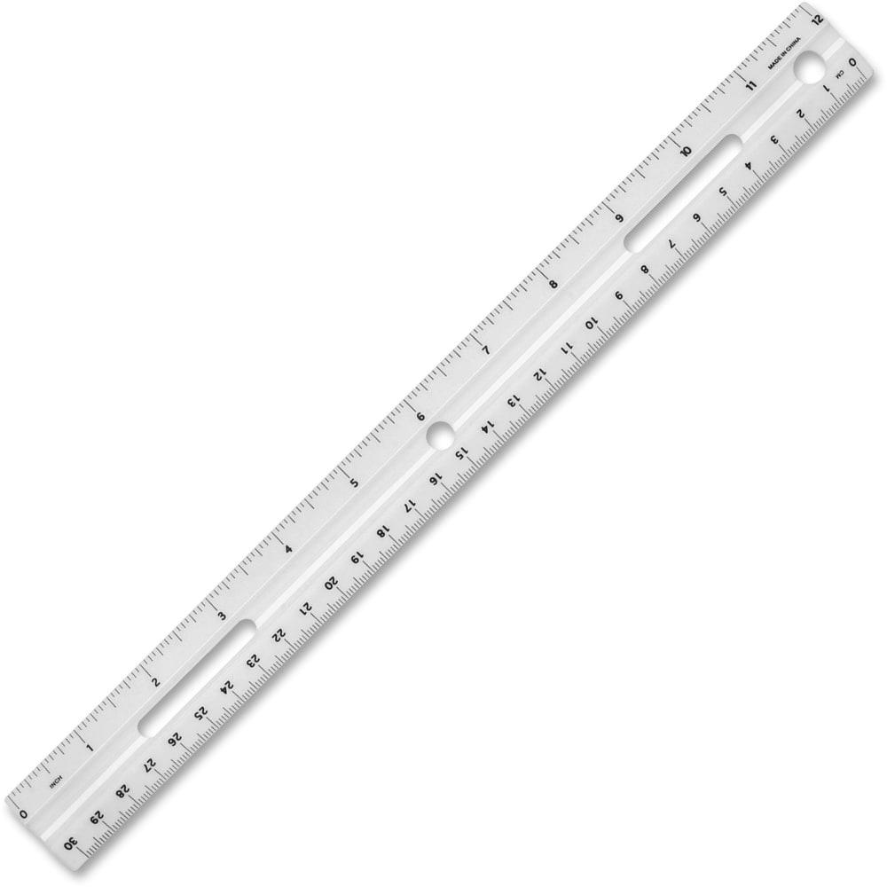 Business Source 12in Ruler - 12in Length x 1.3in Width - 1/16 Graduations - Metric, Imperial Measuring System - Plastic - White - 1 Each MPN:32365