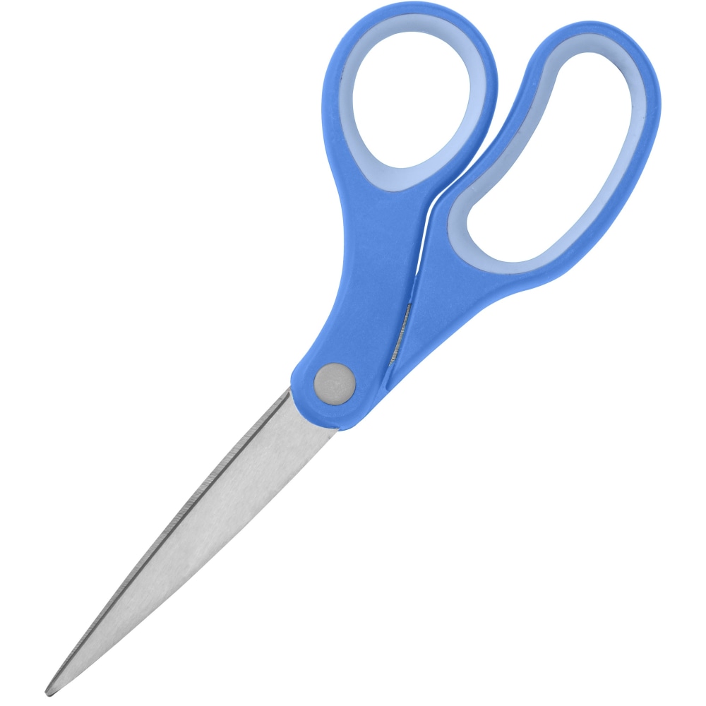 Sparco 8in Bent Multipurpose Scissors - 8in Overall Length - Bent - Stainless Steel - Blue - 1 Each MPN:39043