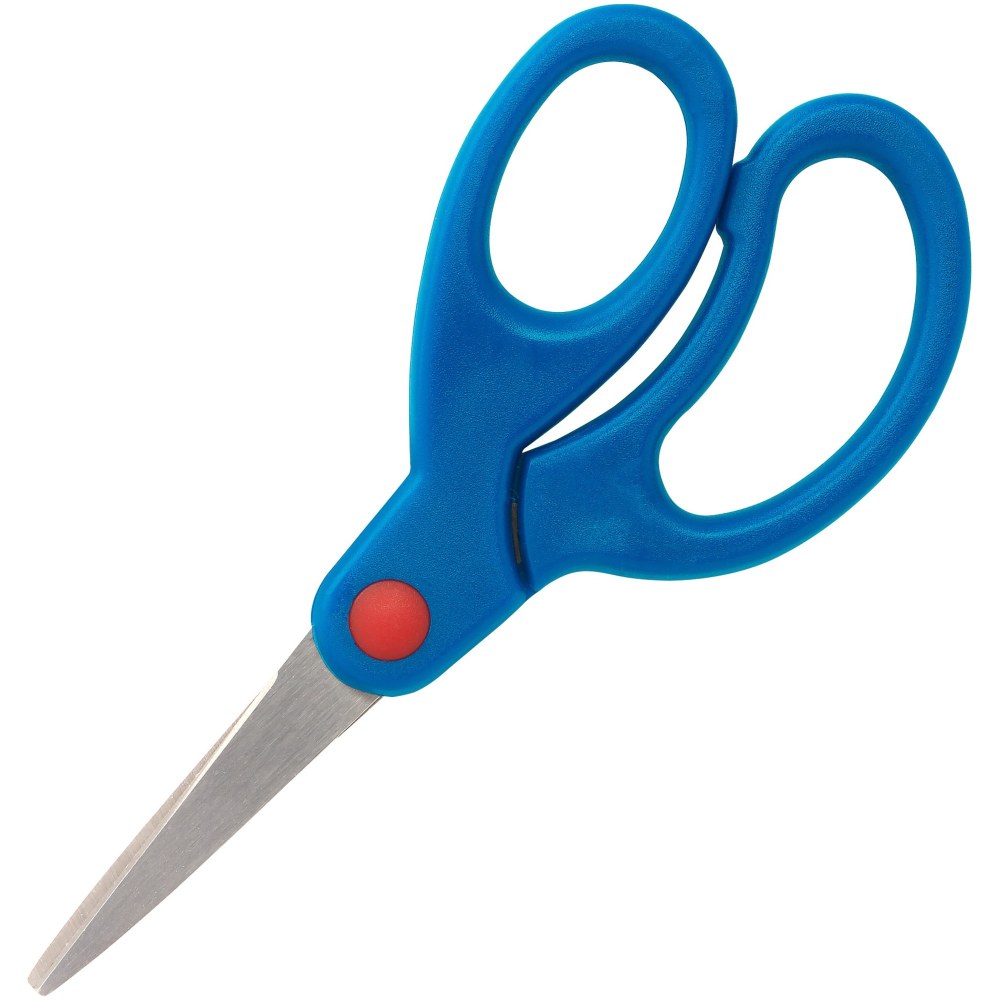 Sparco Bent Handle 5in Kids Scissors - 5in Overall Length - Stainless Steel - Pointed Tip - Blue - 1 Each MPN:39049