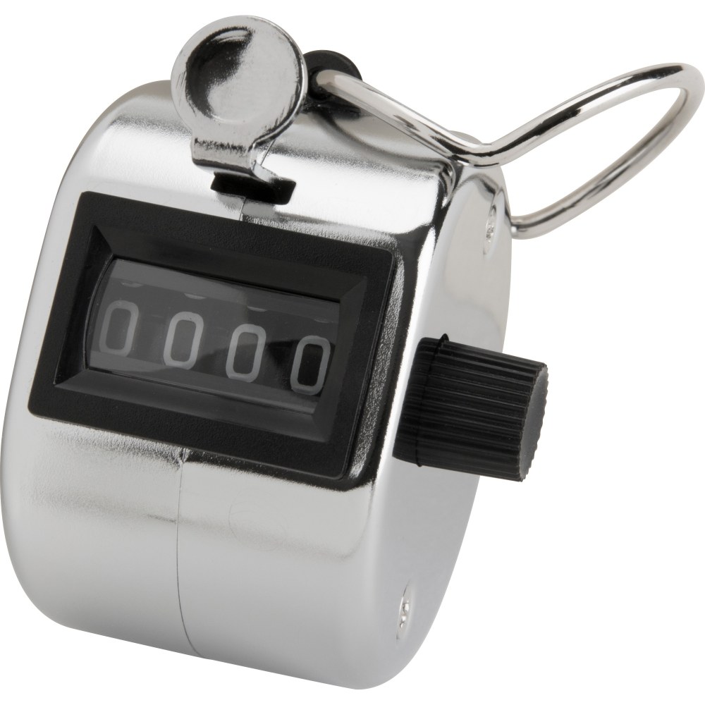 Sparco Finger Ring Tally Counter - 4 Digit - Finger Ring - Handheld - Chrome Plated Steel - Silver MPN:24100