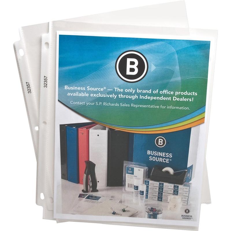 Business Source Top-Loading Poly Sheet Protectors, 8-1/2in x 11in, 2.4 mil, Clear, 50 Protectors Per Pack, Set Of 4 Packs MPN:32357
