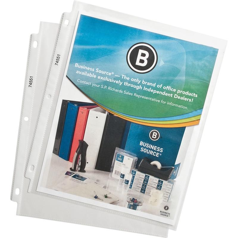 Business Source Top-Loading Poly Sheet Protectors - 11inx9inx 1.9 mil Thickness - 74551 - 100/Pack MPN:74551