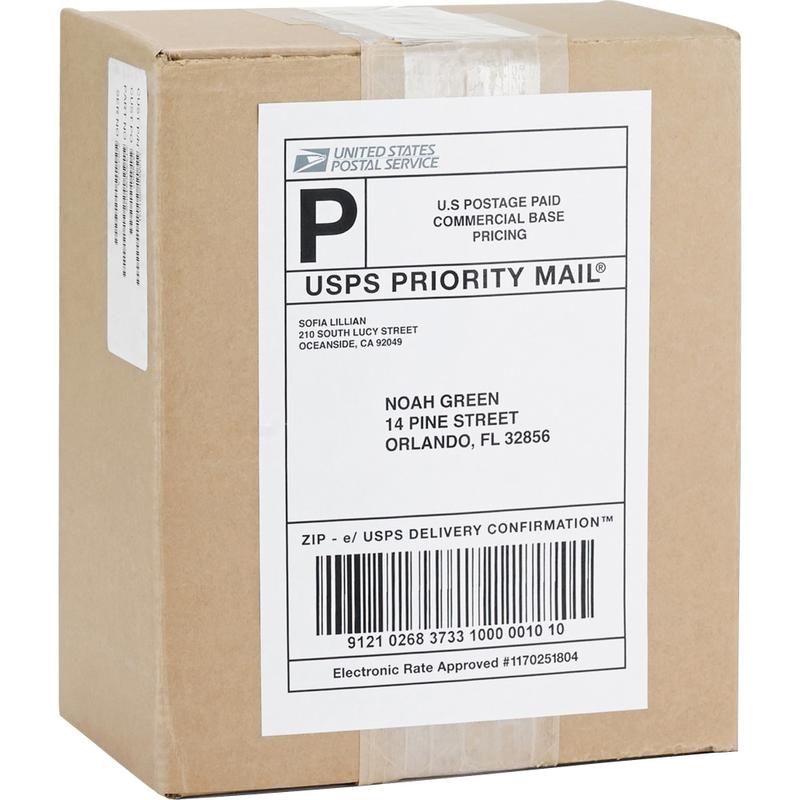 Business Source Shipping Labels - 5 1/2inx 8 1/2in - Permanent Adhesive - Rectangle - Laser, Inkjet - White - 26161 MPN:26161