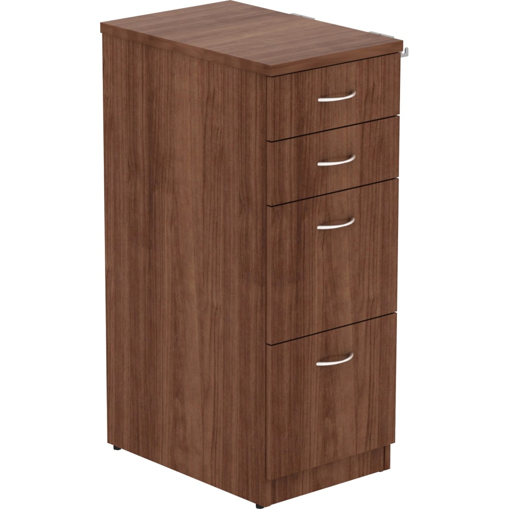 Lorell Relevance Series 4-Drawer File Cabinet, 40.4inH x 15.5inW x 23.6inD, 4 x File, Box Drawer(s), Walnut MPN:16236