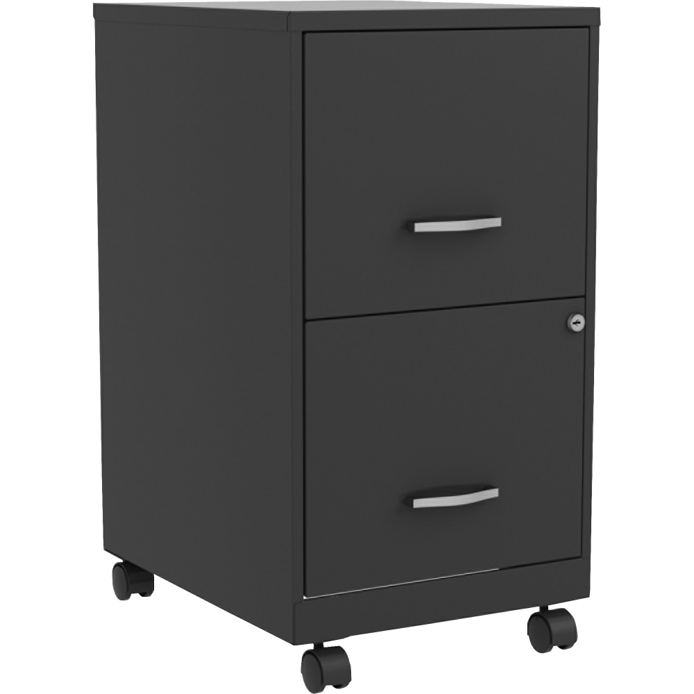 LYS NuSparc 18in 2 Drawer Steel Mobile File Cabinet, Black, 1 Each MPN:VF218AMBK