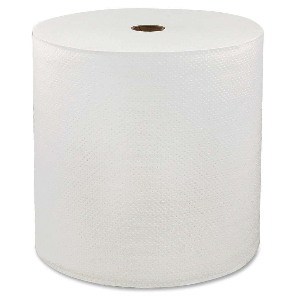 Genuine Joe Solutions 1-ply Hardwound Towels - 1 Ply - 7in x 600 ft - 0.98in Core - White - Virgin Fiber - 6 / Carton MPN:96007