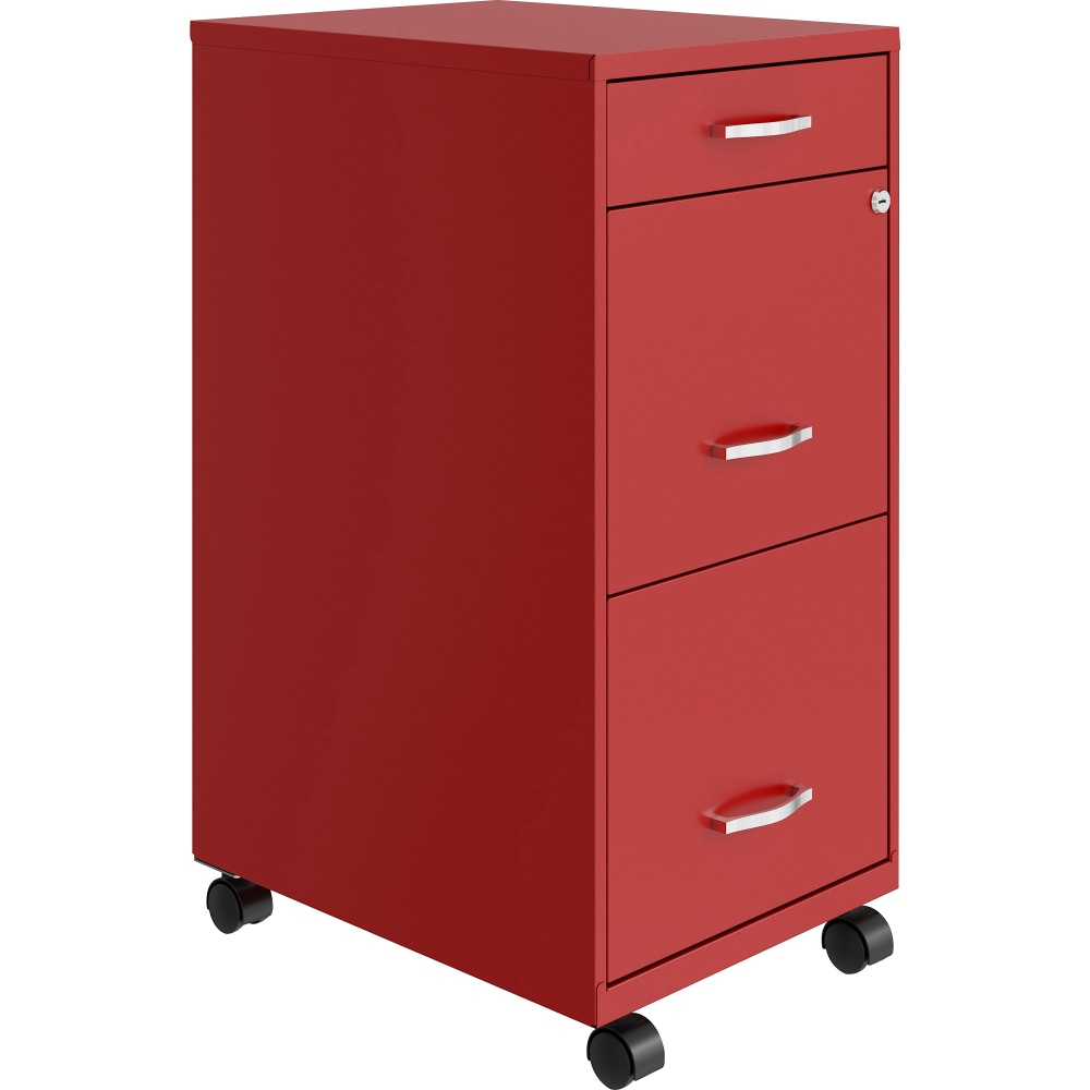 LYS NuSparc 18inD Vertical 3 Drawer Mobile File Cabinet, Red, 1 Each MPN:VF318BMRD