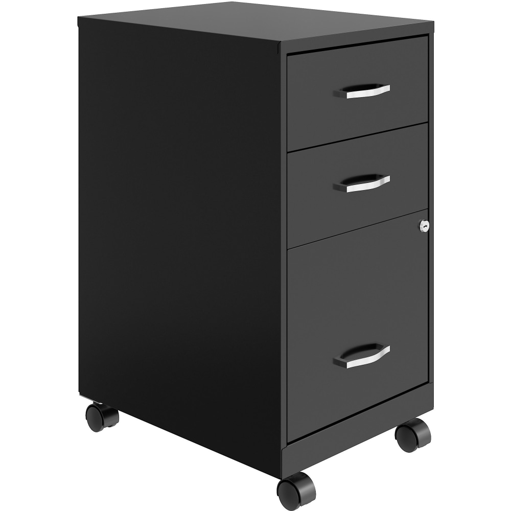 LYS NuSparc 18inD Mobile Pedestal 3 Drawer Organizer Cabinet, Black MPN:VF318CMBK