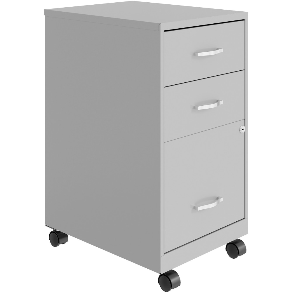 LYS NuSparc 18inD Mobile Pedestal 3 Drawer Organizer Cabinet, Silver MPN:VF318CMSR