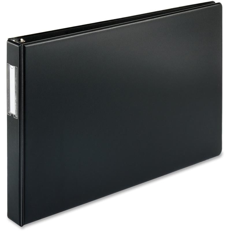 Business Source Round Ring Reference Binder, 1in Ring, 11in x 17in, Black MPN:44100