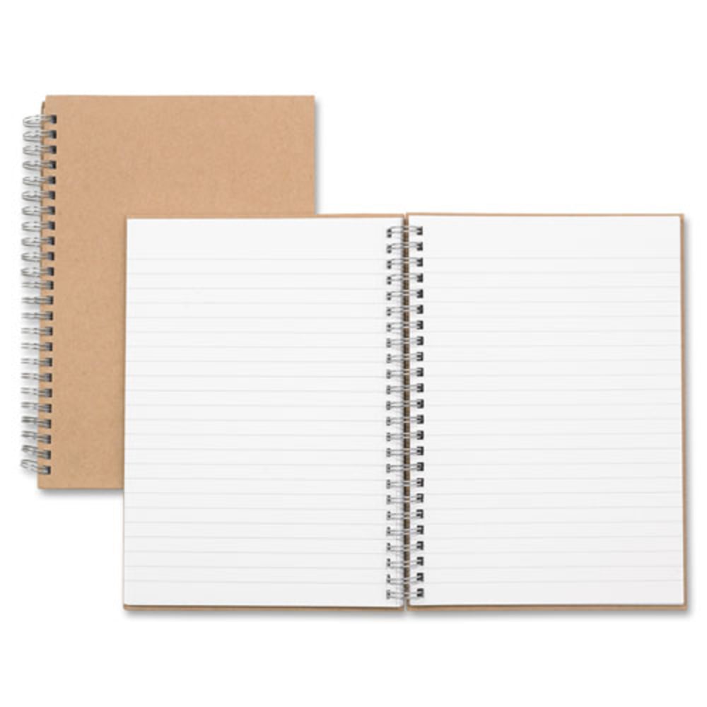 Nature Saver Hardcover Twin Wire Notebooks - 80 Sheets - Wire Bound - 0.25in Ruled - Ruled - 22 lb Basis Weight - 8 1/4in x 5 7/8in - Brown Cover - Kraft Cover - Hard Cover, Heavyweight, Micro Perforated - Recycled - 1Each (Min Order Qty 7) MPN:20205