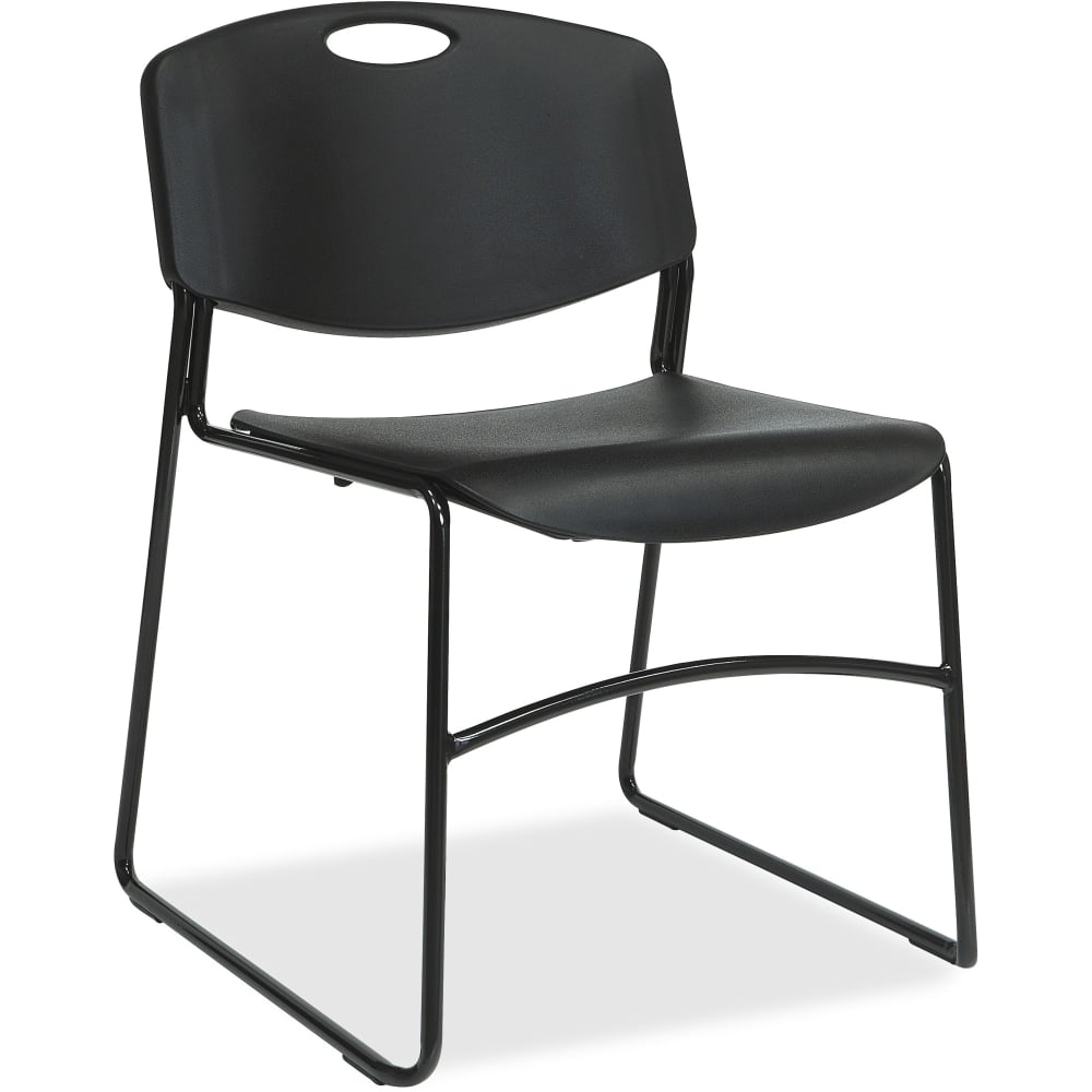 Lorell Big And Tall Plastic Stacking Chairs, Black, Set Of 4 Chairs MPN:62528